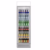 Commercial Beverage Display Fridge with Illuminated Canopy - 595mm - 358 Litres - 1 hinged glass door - LED lighting - digital controller with temperature display - Grey - Temperature range 1 to 10 °C