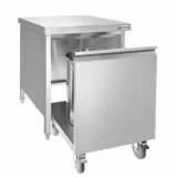 Pattumiera - con roll-container - 50 litri - 700x700x870mm - con estrazione frontale, coperchio con apertura morbida - Acciaio inox