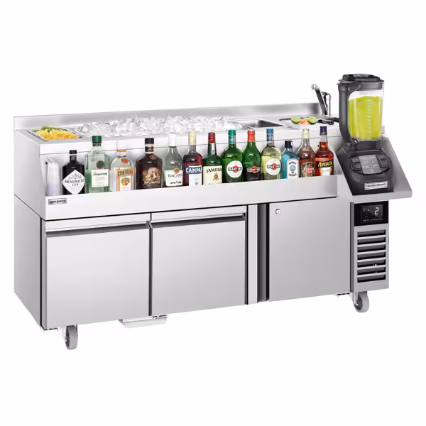 Barkylbänk med cocktailstation - 1600 mm - 235 l - 1 dörr, 2 lådor - 230 V eluttag