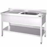 RVS spoeltafel PREMIUM - 1600x700mm - met onderblad - met 1 spoelbak rechts