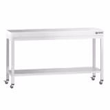 PREMIUM stainless steel workbench - 1600x600mm - with base shelf & castors