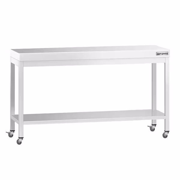 PREMIUM stainless steel workbench - 1600x700mm - with base shelf & castors
