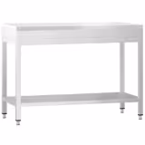 Tavolo da lavoro in acciaio inox PREMIUM - 1000x700mm - con ripiano inferiore & traversi di rinforzo - con tagliere in polietilene Bianco