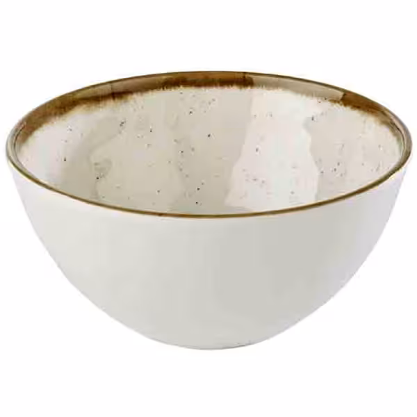 (6 stuks) Kom - STONE ART - Melamine - 0,6L - vierkant - 150x150mm - Diepte:75mm - stapelbaar - Wit/Bruin