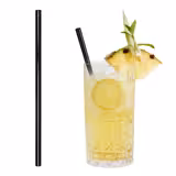 (50 pieces) – Reusable Glass Drinking Straws – 230 mm – Ø 8 mm – Black – Includes 1 Cleaning Brush