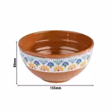 (6 uds) Bol cuadrado - ARABESQUE - Melamina - 0,8L - 155x155mm - Profundidad: 80mm - Terracota/Azul