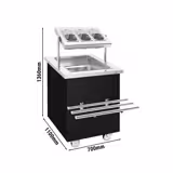 Cutlery and crockery trolley DANZIG - 700 mm - with tray slide - black
