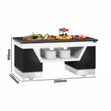 Element neutru BELFAST - 2000x1000x900 mm - negru - blat din granit - mobil, cu 4 roți pivotante - cu 4 roți pivotante