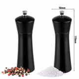 (12 pcs) Salt & Pepper Mills PREMIUM - MIDNIGHT - Wood - Height: 170mm - Black
