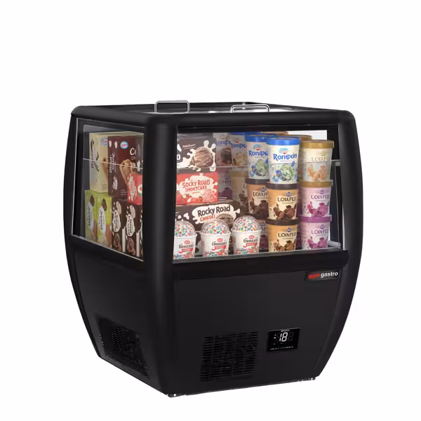 Vrieseiland - 772x833mm - 87 liter - glazen schuifdeksel - zwart