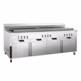 Charcoal Kebab Grill, 30 Auto‑Rotate Skewers – Stainless Steel - Firebrick, 4 Ash Drawers, 4 Doors