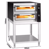 Elektrická pizza pec - 990x1270 mm - 6+6× Ø 35 cm (hluboká) - až 400 °C - Digitální - vč. podstavce