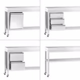 Edelstahl Arbeitstisch PREMIUM - 600x600mm - mit Grundboden & Rollen