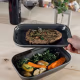 (6 adet) Gastronorm Küvet GN 1/4 - Melamin - EMMA - 1,5L - köşeli - 265x162mm - Derinlik:75mm - Gri