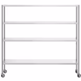 Półka ze stali nierdzewnej PREMIUM - 2000x500x1800mm - z 4 półek gładkich (REGULOWANE) - w zestawie: 4 kółka (2 z hamulcem) - Udźwig: 320kg