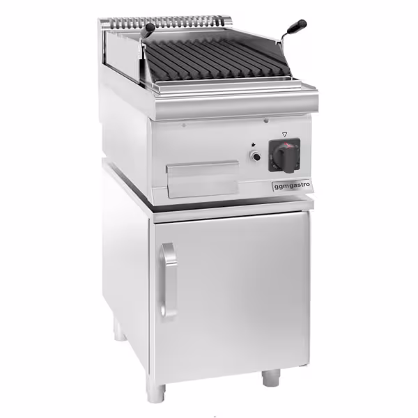 Gas lavasteengrill - 5,5 kW - Kantelbare grillrooster - incl. onderstel met 1 deur