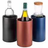Single‑Bottle Wine & Champagne Cooler - LEVANTE - Stainless Steel - Ø120mm - Height:200mm - Black