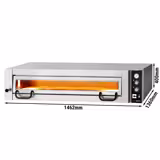 Elektrische pizzaoven (chamotte bakvloer) - 1462x1360x400mm - 1 kamer - 1x9 pizza’s Ø34cm - tot 450°C - Handmatig