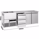 Barkoelkast PREMIUM - 2500x700mm - 2 deuren & 3 laden