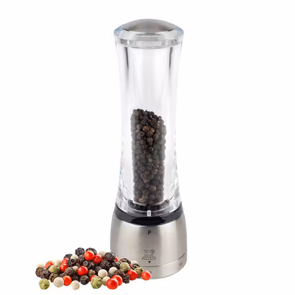 (6 pieces) PEUGEOT | DAMAN - Pepper Mill - u'Select - Stainless Steel/Acrylic - Height: 210mm