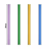 (48 stuks) Glazen rietjes - recht - 200mm - ø 8mm - kleurenmix - incl. 1 nylon reinigingsborstel (rager)