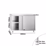 Armoire de travail en inox PREMIUM - 1000 x 700 mm - avec porte coulissante          