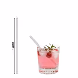 (50 pièces) Pailles en verre – 15 cm – droites – incl. brosse de nettoyage