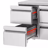 Chladicí stůl PREMIUM - 1400x700 mm - 6 zásuvek - Vč. bílé krájecí desky