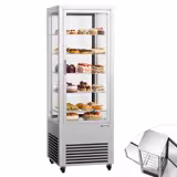 Vitrine réfrigérée 4 faces vitrées / Vitrine panoramique – 440 litres – 2 portes en verre – 5 étagères – Argent