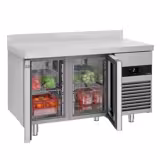 Kühltisch PREMIUM - 1400x700mm - mit 2 Glastüren - Aufkantung