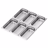 (6 pz) Bacinella GN in acciaio inox GN 1/3 - Altezza: 65mm