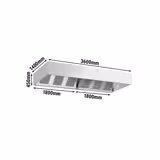 Afzuigkap doosmodel - 3600mm - met filters & verlichting