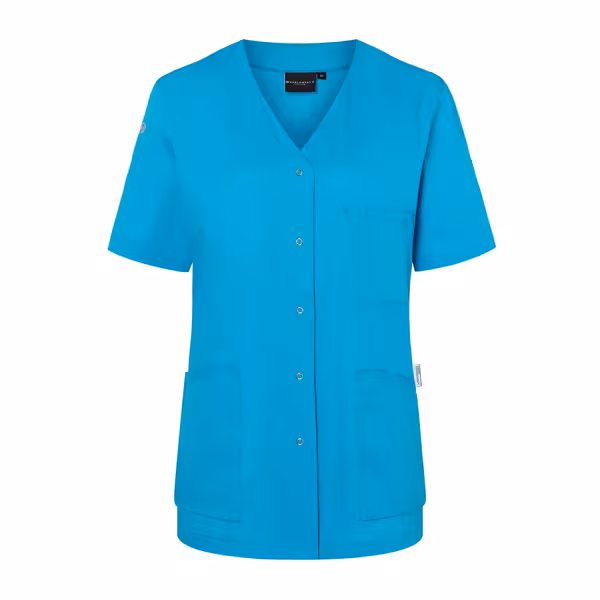 KARLOWSKY | Ladies' Tunic Essential – Pacific Blue - Size 34 - Short Sleeve - V-Neck - 95°C Washable