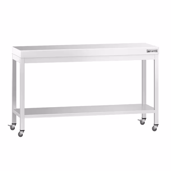 Edelstahl Arbeitstisch PREMIUM - 1500x800mm - mit Grundboden & Rollen