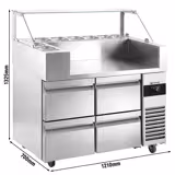 Commercial Saladette Prep Counter - 1210x700mm - 4 Drawers - for 9x GN 1/6