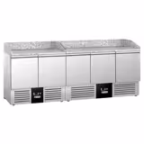 Banco pizza refrigerato PREMIUM - 2300x700mm - con 5 porte - piano in granito