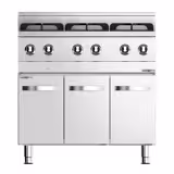 Cucina a gas professionale - 19,6 kW - 6 fuochi - 900x600x900mm - su armadio chiuso con 3 porte