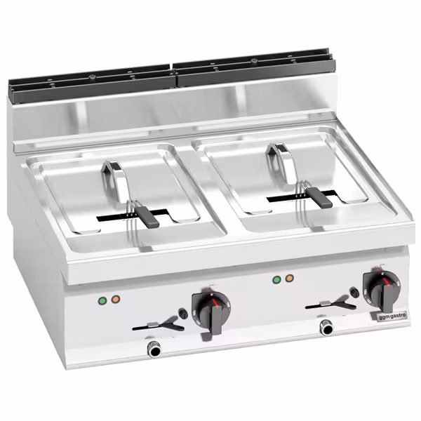 Dubbele elektrische friteuse - 10+10 liter - 18 kW - mechanische bediening - met aftapkraan