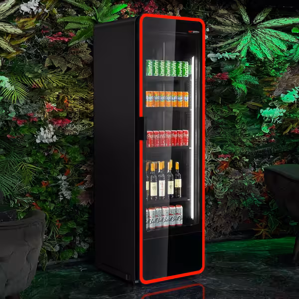 ثلاجة عرض مشروبات - 670 mm - 550 L - أسود - مع باب زجاجي & إضاءة LED ملوّنة