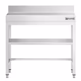 Masă de lucru din oțel inoxidabil PREMIUM – 700 x 600 mm – cu blat de bază, rebord și traversă de rigidizare