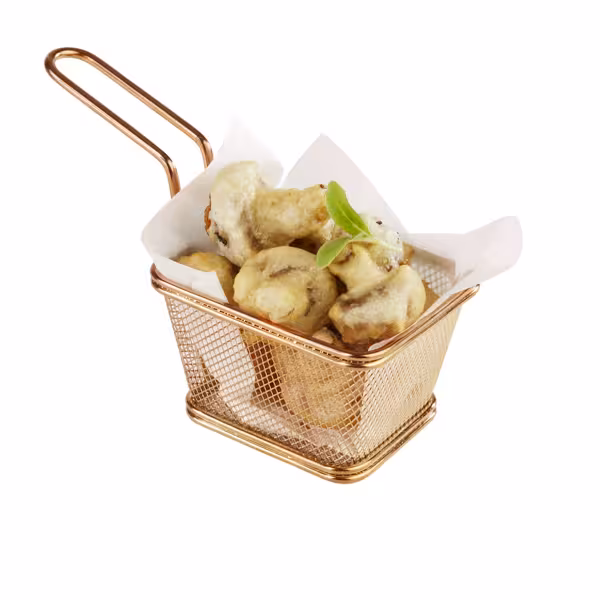 (6 pieces) Stainless Steel Mini Fry Serving Baskets – Copper finish - 100×85×65 mm - Rectangular