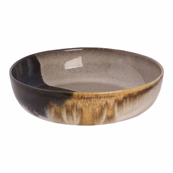 (6 pcs) AQUAREL | Deep Plate - Stoneware - Ø220mm - Beige/Blue