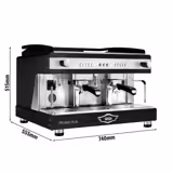 WEGA | Pegaso Plus – Machine à expresso à porte-filtre – 2 groupes – 3,7 kW – avec mousseurs à lait & eau chaude – Noir