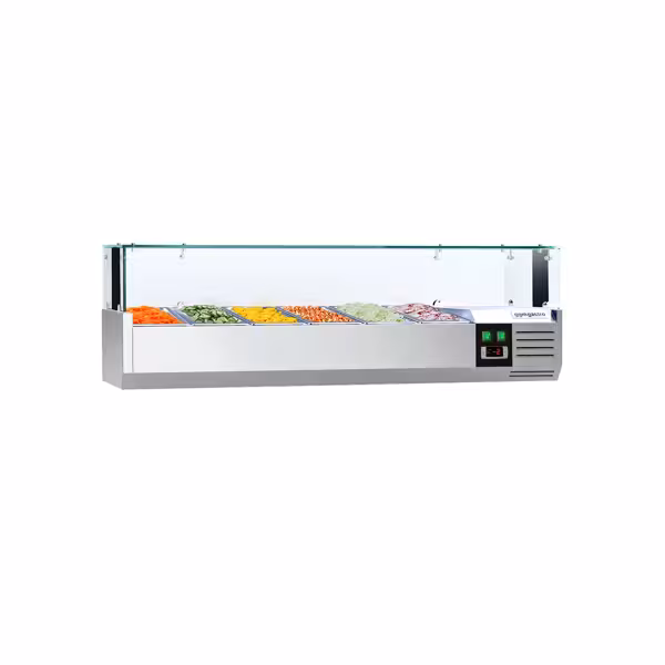 Opzetkoelvitrine PREMIUM met LED-verlichting - 1400x335mm - 6x GN 1/4
