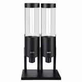 Cereal Dispenser - double - Ø120mm - Lever Dispense - Stainless Steel Stand - Black