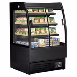 Commercial multideck display fridge - 900mm - 216L - with 2 double‑glazed sliding doors & 3 shelves - Black