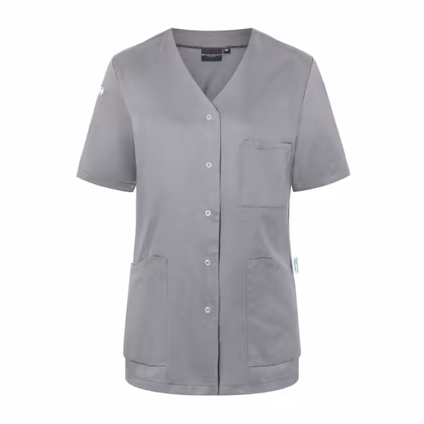 KARLOWSKY | Ladies' Tunic Essential – Platinum Grey - Size 34 - Short Sleeve - V-Neck - 95°C Washable