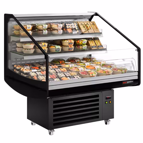 Vitrină frigorifică / Insulă frigorifică - 1250 mm - 405 litri - cu 2 rafturi - Negru