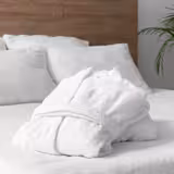 (12 pcs) Bathrobe with Shawl Collar - Size: M - White - Velour Outer/Towelling Inner