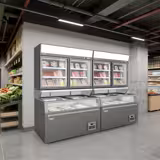 Üvegajtós fagyasztóvitrin - 1454 mm - 232 l - -22 és -18 °C között - 2 ajtós üvegajtók & 4 polc - fagyasztószigettel - szürke